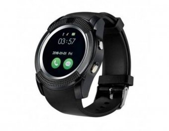 Ceas Smartwatch V8 cu functie de apelare, SMS, Camera, Bluetooth, Android, Negru