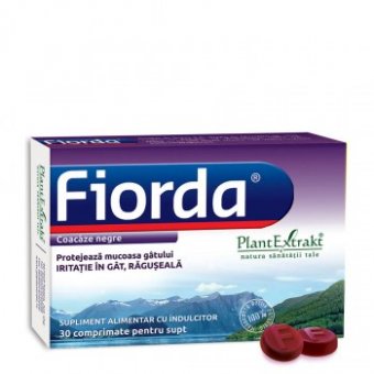 Fiorda -30 comprimate pentru supt - aroma coacaz negru